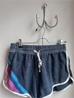 Ripcurl Women’s Charcoal Retro Stripe Drawstring Shorts - Medium